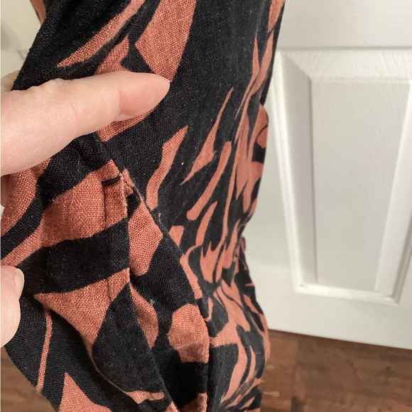 A New Day Women's Sleeveless, XXL Linen Mini Shift Dress, Blk/Brown - Picture 5 of 8